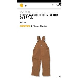 2T brown Carhartt cotton overalls